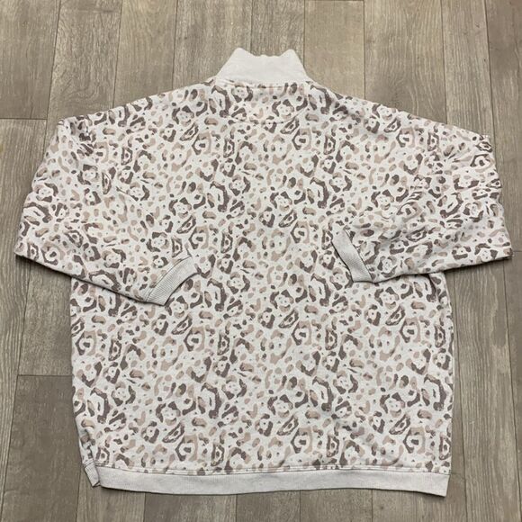 Womens Aerie Leopard Print Quarter Zip Oversized Pullover - Picture 2 of 4